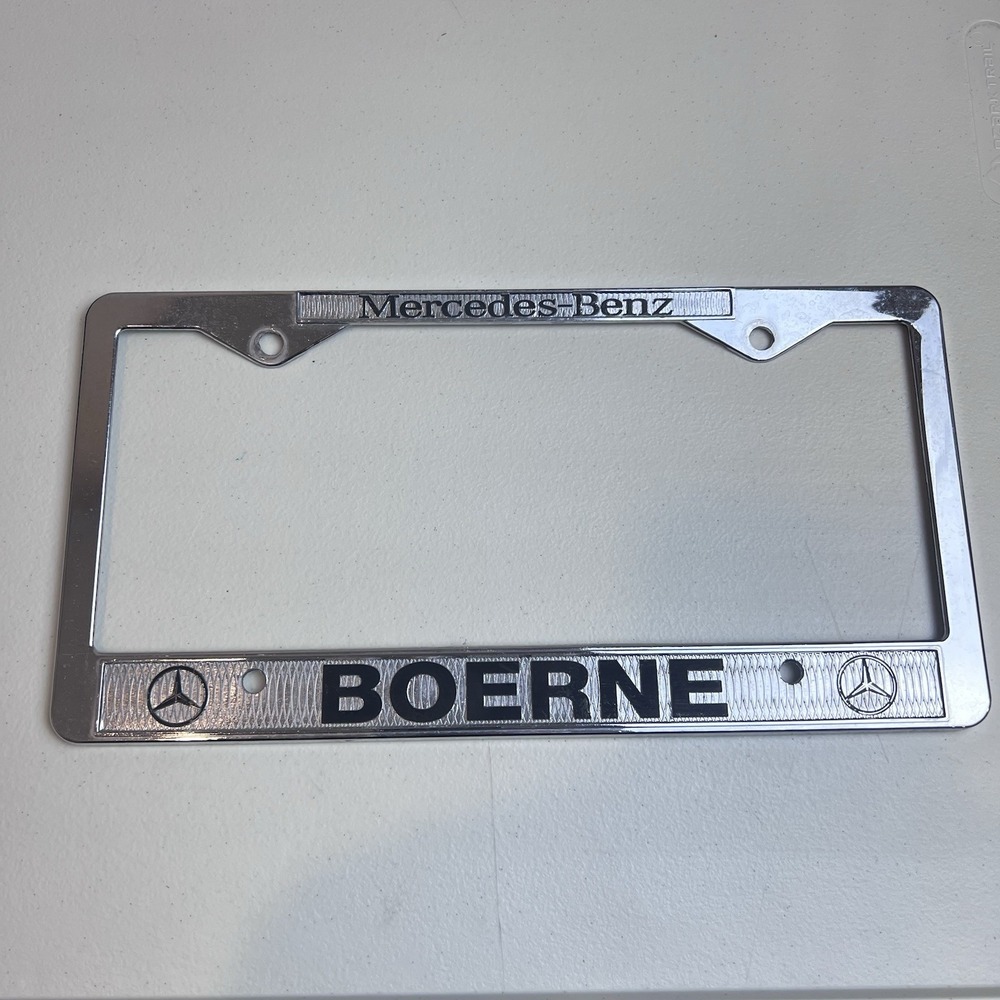 Vintage Mercedes Benz Boerne, Texas License Plate Frame Metal Original‎ Dealer 2